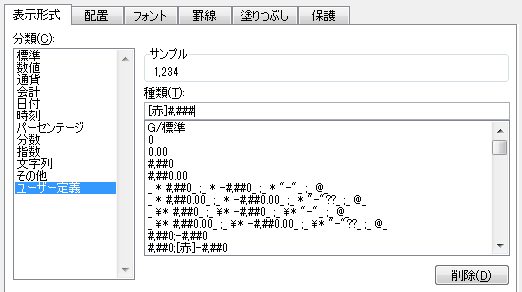 標準-表示形式-セルの書式設定